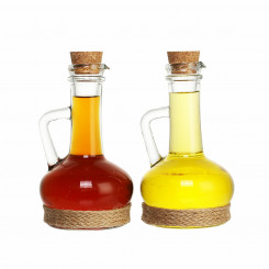 Oil and Vinegar Set DKD Home Decor 9 x 9 x 16 cm Crystal Natural Transparent Cork 320 ml 2 Units