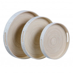 Поднос для закусок Natural 40 x 40 x 5 см Белый бамбук 3 шт.
