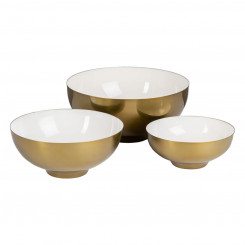 Bowl 30 x 30 x 14 cm Golden White Iron (3 Units)