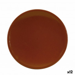 Plate Raimundo Refractor Baked clay Ceramic Brown (22 cm) (12 Units)