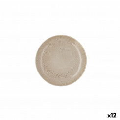 Flat plate Ariane Porous Ceramic Beige Ø 21 cm (12 Units)