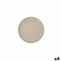 Flat plate Ariane Porous Ceramic Beige Ø 21 cm (4 Units)