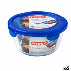 Hermeetiline lõunakarp Pyrex Cook & Go 20 x 20 x 10,3 cm Sinine 1,6 L klaas (6 ühikut)