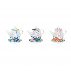 Tea Set DKD Home Decor Crystal Porcelain Blue Green (3 Units)