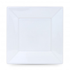 Reusable plate set Algon Squared White Plastic 23 cm 12 Units