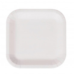 Plate set Algon White Cardboard Disposable Squared 26 cm 25 Units