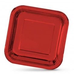 Plate set Algon Squared Cardboard Disposable 23 x 23 x 1,5 cm Red 10Units