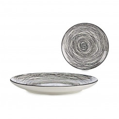 Flat plate Stripes Porcelain Black White (24 x 2,8 x 24 cm)