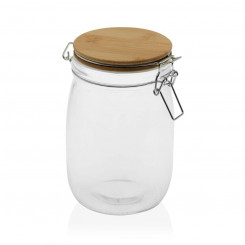 Glass Jar Versa 1 L 11 x 12,5 x 11 cm Crystal Bamboo