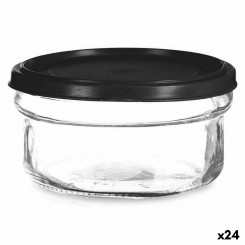 Round Lunch Box with Lid Black Transparent Plastic Glass (415 ml) (24 Units)