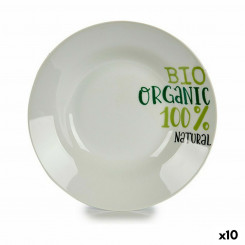 Sügav taldrik orgaaniline valge roheline Ø 20,6 cm portselan (10 ühikut)