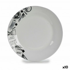 Плоская тарелка Ø 24,4 см. Фарфоровая паста чёрно-белая (10 шт.)
