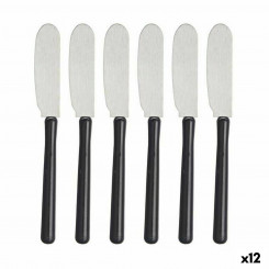 Set Butter Knife Silver Black Stainless steel Plastic (12 Units)