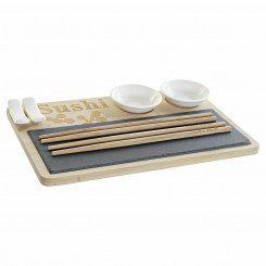 Sushi Set DKD Home Decor PC-186227 28,5 x 18,5 x 2,6 cm Natural Black Board White Oriental (9 Pieces) (28,5 x 18,5 x 2,6 cm)