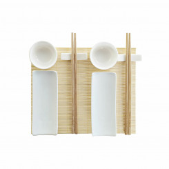 Sushi Set DKD Home Decor 28,5 x 19,5 x 3,3 cm Natural White Stoneware Oriental (9 Pieces) (28,5 x 19,5 x 3,3 cm)