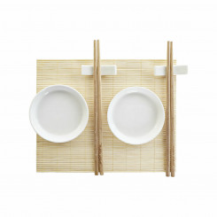 Sushi Set DKD Home Decor 28,8 x 19,8 x 3 cm Natural White Stoneware Oriental (28,8 x 19,8 x 3 cm)