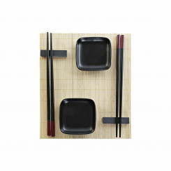 Sushi Set DKD Home Decor 27,8 x 17,8 x 3 cm Natural Black Stoneware Oriental (27,8 x 17,8 x 3 cm)