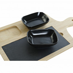 Appetizer Set DKD Home Decor 33 x 19,7 x 3,5 cm Natural Black Board Stoneware (4 pcs)