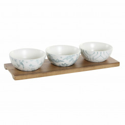 Appetizer Set DKD Home Decor 30 x 9,5 x 1,3 cm Porcelain White Navy Blue Acacia Oriental 4 Pieces
