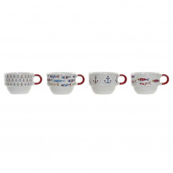 Piece Coffee Cup Set DKD Home Decor Red Metal Multicolour Stoneware 190 ml 4 Pieces