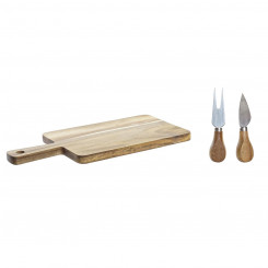 Cutting board DKD Home Decor 2 knives 34 x 16 x 3,2 cm Stainless steel Acacia (3 pcs)