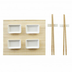 Sushi Set DKD Home Decor Natural White 28 x 22 x 2,5 cm Oriental (9 Pieces)