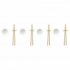 Sushi Set DKD Home Decor 27,3 x 20,3 x 2,5 cm Natural White Stoneware Oriental (12 Units)