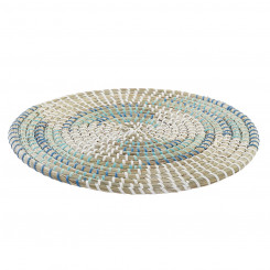 Table Mat DKD Home Decor Natural Turquoise White Seagrass 33 x 1 x 33 cm