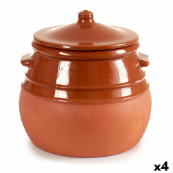 Casserole with Lid Baked clay 3,5 L 23 x 22 x 23 cm (4 Units)