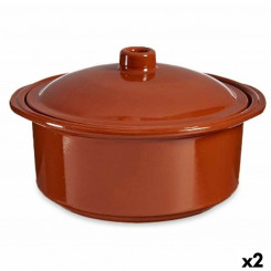 Casserole with Lid Baked clay 3,5 L 28,5 x 16 x 27 cm (2 Units)