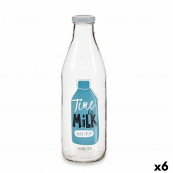 Стеклянная бутылка для молока, прозрачное металлическое стекло, 1 л (6 шт.)