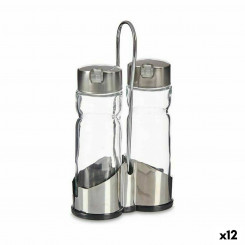 Oil and Vinegar Set Transparent Metal (12 Units)