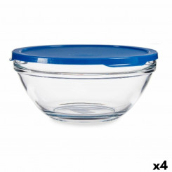 Round Lunch Box with Lid Chefs Blue 2,5 L 23,7 x 10,1 x 23,7 cm (4 Units)