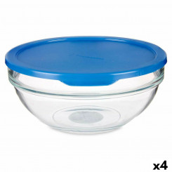 Round Lunch Box with Lid Chefs Blue 1,135 L 17,2 x 7,6 x 17,2 cm (4 Units)