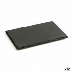 Slate Effect Ceramic Tray Quid Gastro Fun Black 30 x 20 cm (12 Units)