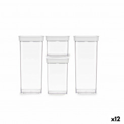 Set of Stackable Hermetically-sealed Kitchen Containers Transparent ABS (12 Units)