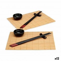 Must bambusest kivikeraamika sushikomplekt (12 ühikut)