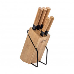 Set of Knives with Wooden Base 5five (32,5 x 22,5 x 7,5 cm)