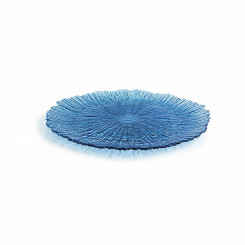 Flat plate Quid Mar de Viento Blue Glass (Ø 28 cm) (Pack 6x)