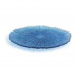 Flat plate Quid Mar de Viento Blue Glass (Ø 32 cm) (Pack 6x)
