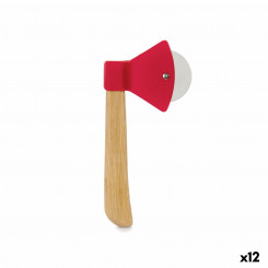 Pizza Cutter Axe Red Brown Stainless steel Bamboo polypropylene (21,7 x 2 x 10 cm) (12 Units)