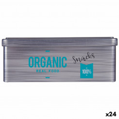 Жестяная банка Organic Snacks Серая (11 x 7,1 x 18 см) (24 шт.)