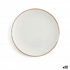 Flat plate Ariane Terra Ceramic Beige (Ø 21 cm) (12 Units)