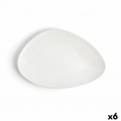 Flat plate Ariane Antracita Triangular Ceramic White (Ø 29 cm) (6 Units)