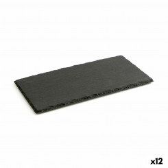 Slate Effect Ceramic Tray Quid Gastro Fun Black (32 x 17 cm) (12 Units)