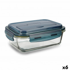 Lunchbox with Cutlery Comparment Quid Astral Blue Glass (6 Units) (1,04 L)