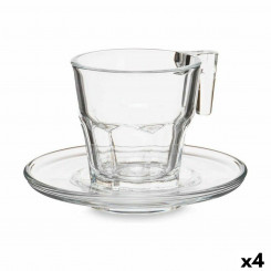 Набор из 6 чашек с тарелкой Casablanca, прозрачное стекло, 4 шт. (70 мл)