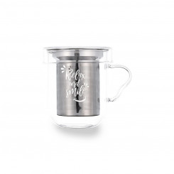 Piece Coffee Cup Set Quid Transparent Stainless steel Glass 3 Pieces (350 ml)