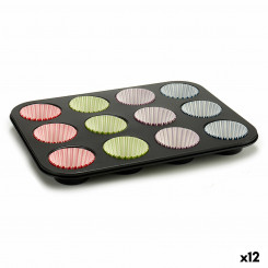 Противень для кексов Разноцветный Противень (7 x 7 x 3 см) (35 x 3 x 26,5 см) (12 шт.)