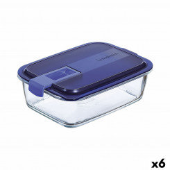 Hermeetiline lõunakarp Luminarc Easy Box sinine klaas (6 ühikut) (1,22 L)